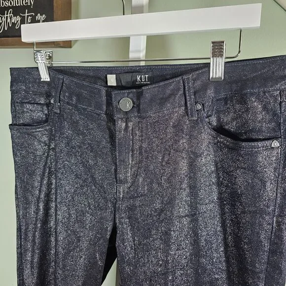 Kut From The Kloth Connie‎ Ankle Skinny Jeans Blue Sparkle Glitter Size 12 - Picture 2 of 10